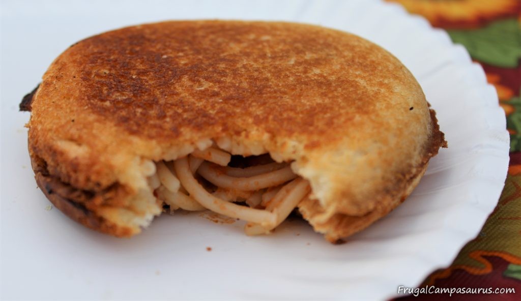 A New Pie Iron Recipe Spaghetti Sandwich, Food Flop Frugal Campasaurus